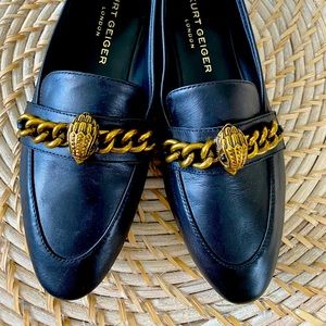 New Kurt Geiger Chelsea black &gold chain loafer